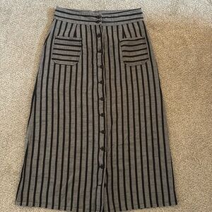Ace & Jig Gray and Black Striped A-Line Button-Front Skirt